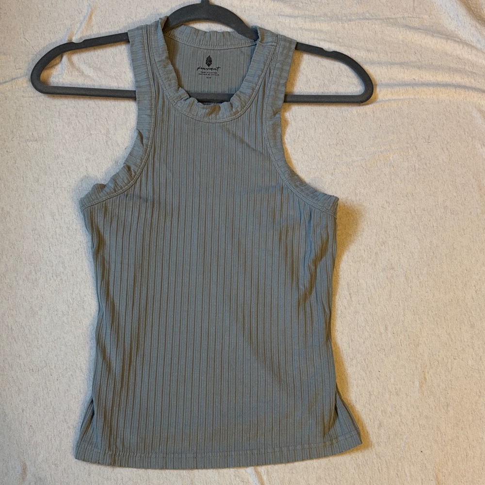 Gray Ribbed fp movement Sleeveless Top